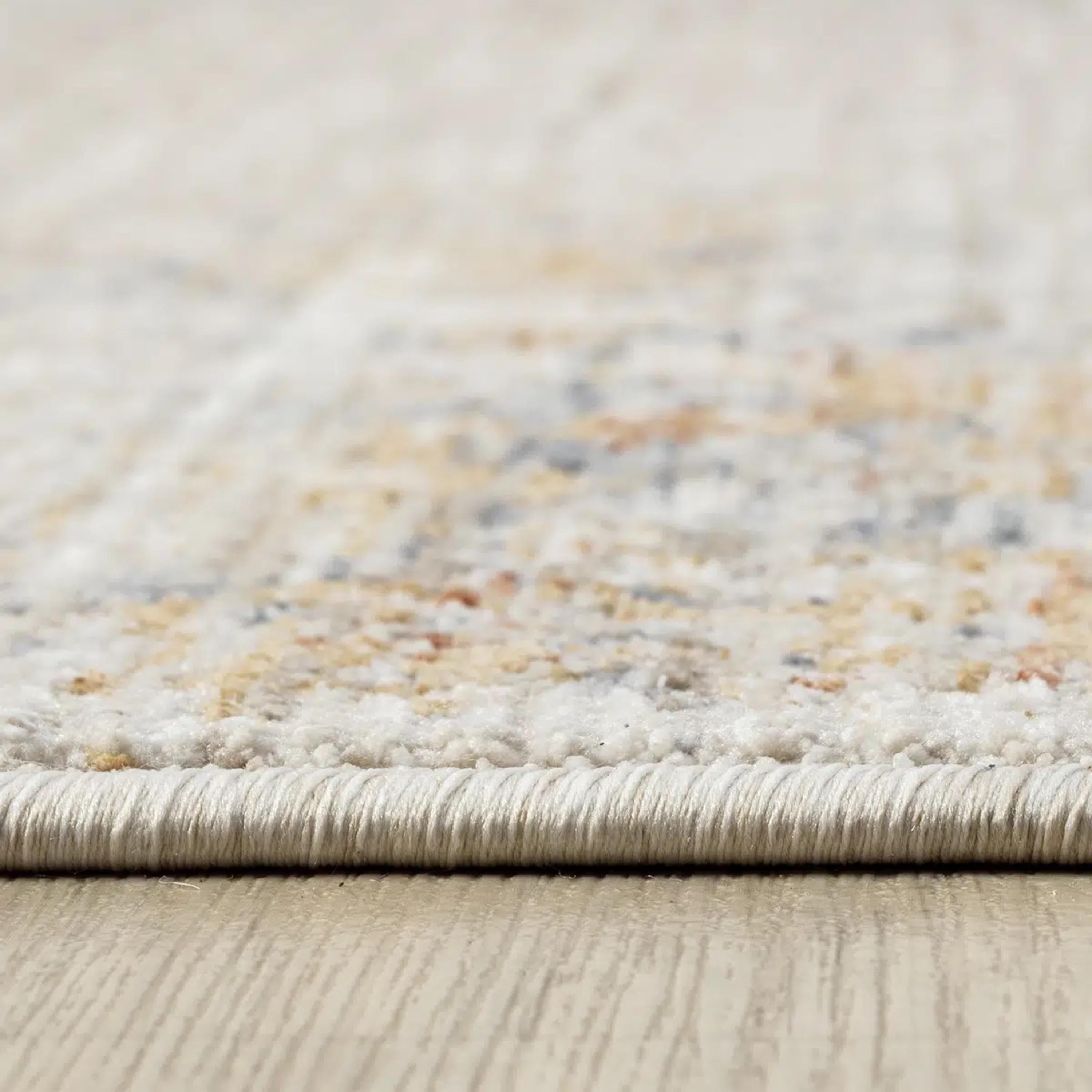 Distressed Traditional Area Rug, Beige Ivory Pattern Carpet, Soft Elegant Floor Runner