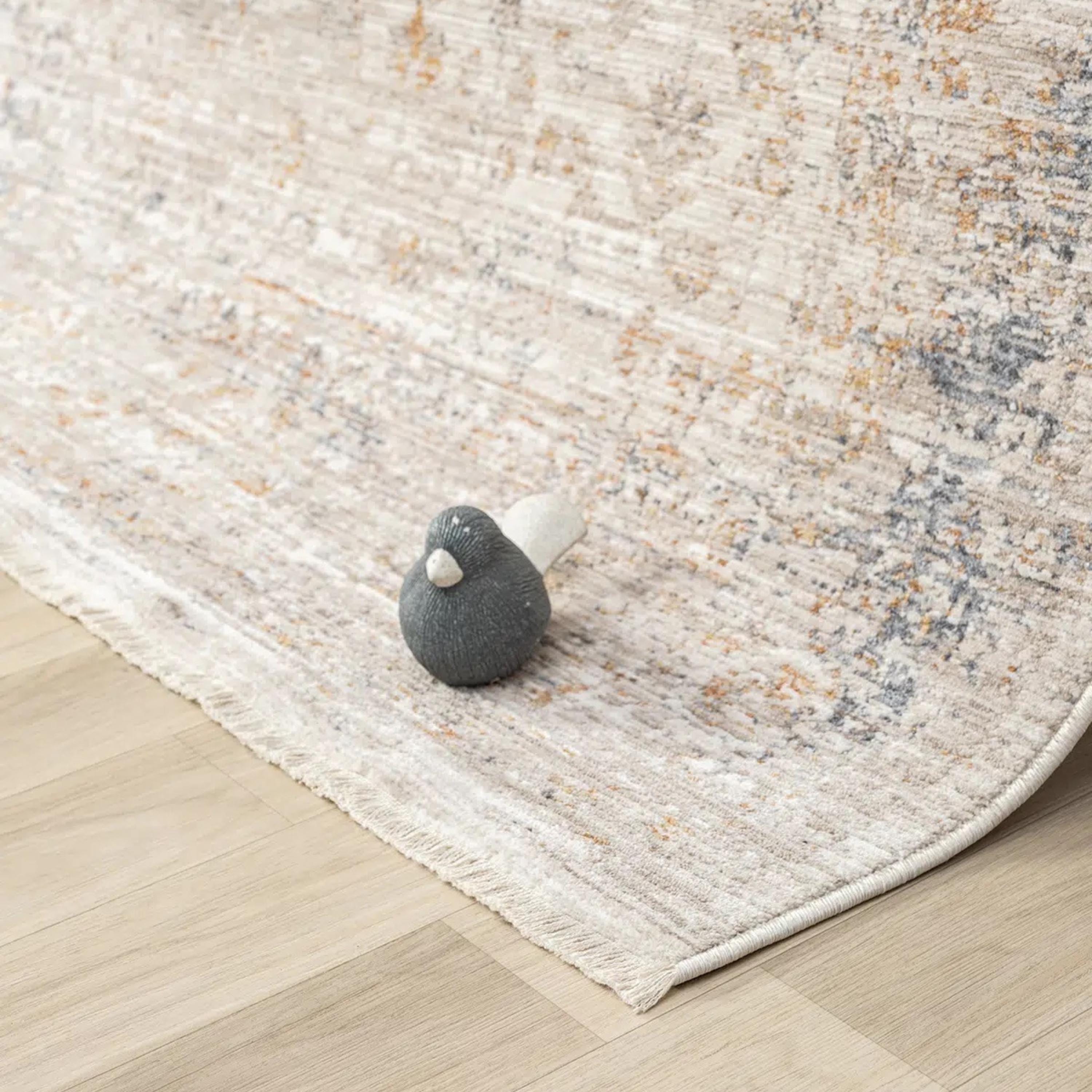 Distressed Traditional Area Rug, Beige Ivory Pattern Carpet, Soft Elegant Floor Runner