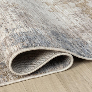 Neutral Abstract Area Rug, Beige Gray Distressed Modern Living Room Carpet