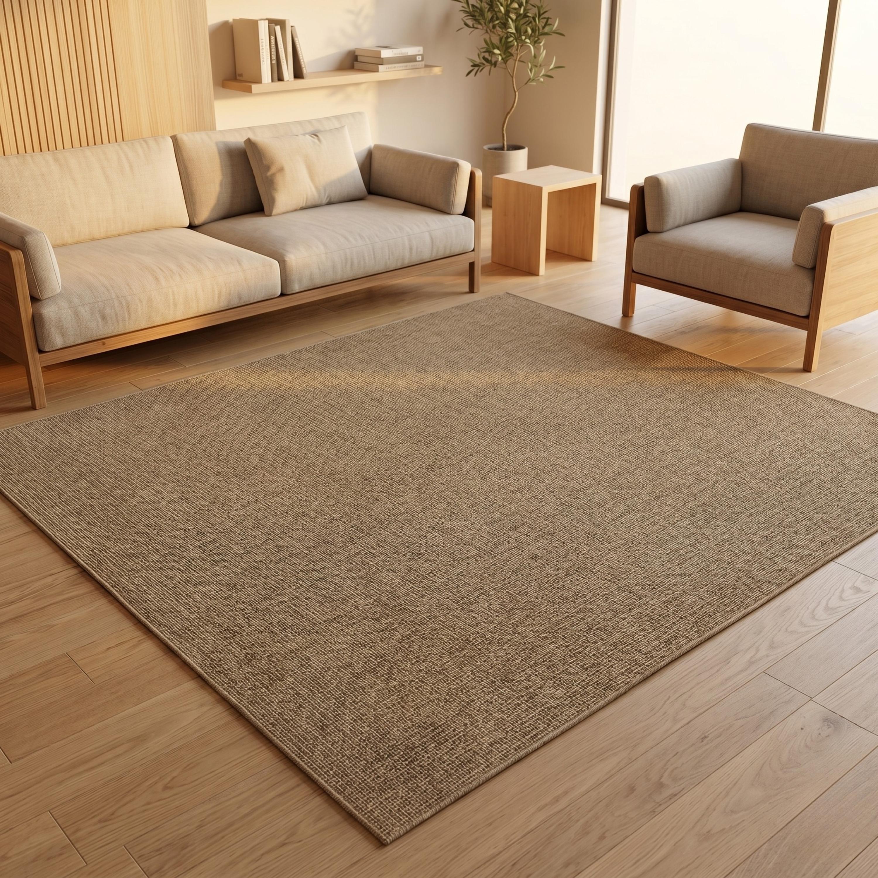 Natural Beige Woven Area Rug, Sisal Style, Minimalist Scandinavian Floor Carpet