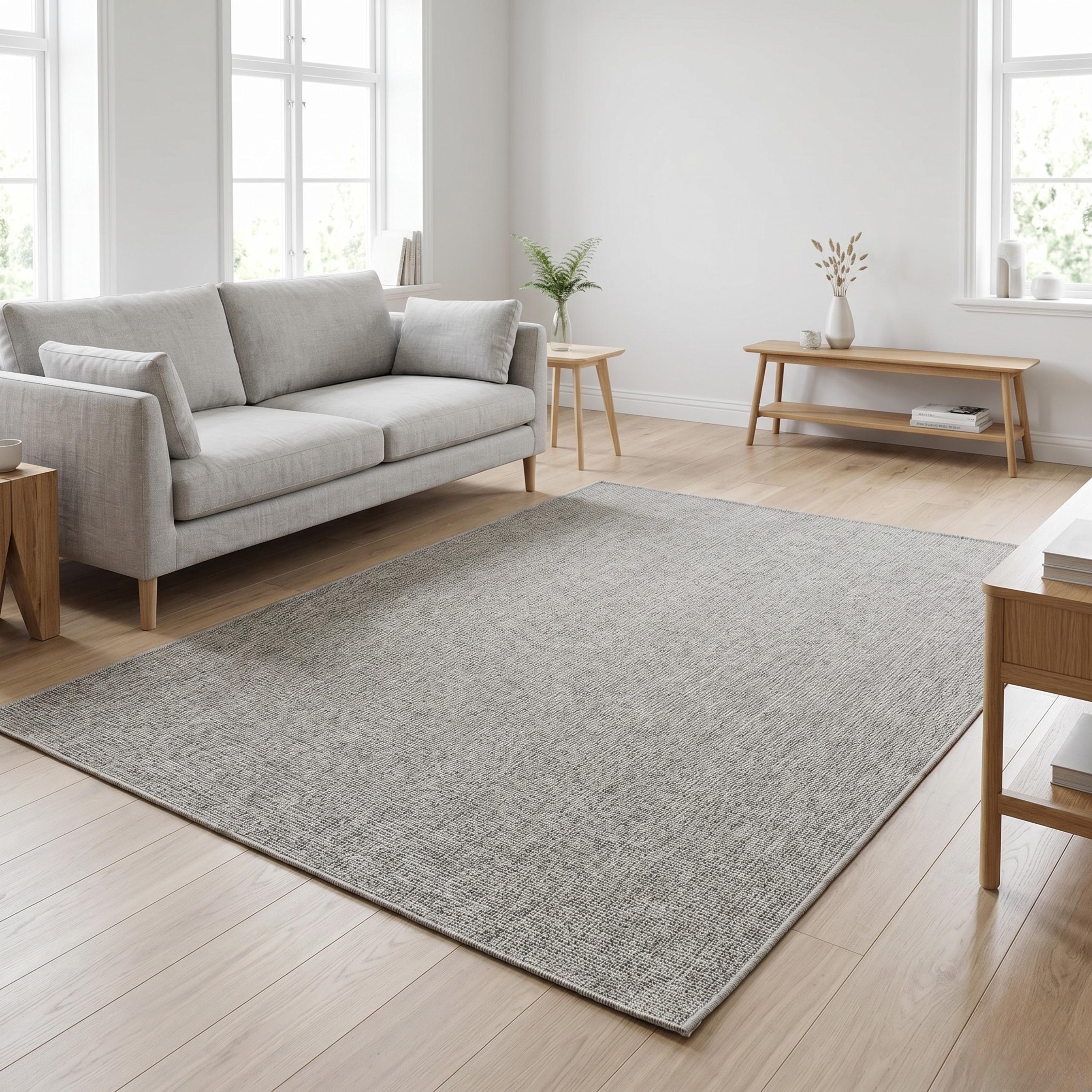 Light Grey Woven Area Rug, Textured Sisal Style Living Room Carpet, Scandinavian Floor Rug