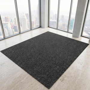 Dark Charcoal Woven Area Rug, Modern Textured Floor Carpet
