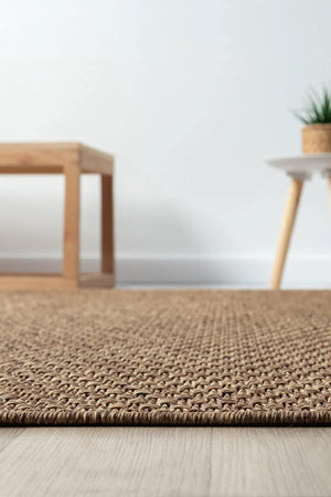 Brown Basket Weave Area Rug, Textured Minimalist Scandinavian Carpet