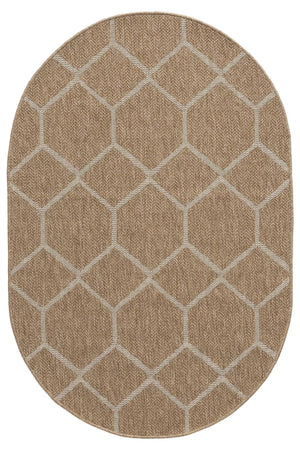 Oval Geometric Woven Area Rug, Neutral Boho Scandinavian Carpet