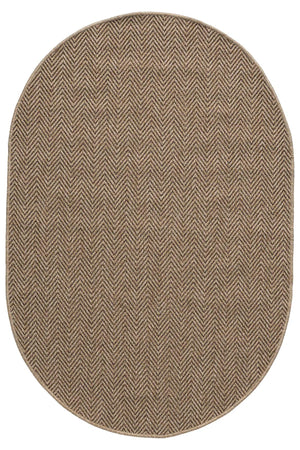 Brown Oval Herringbone Rug, Natural Woven Farmhouse Carpet, Minimalist Living Room Bedroom