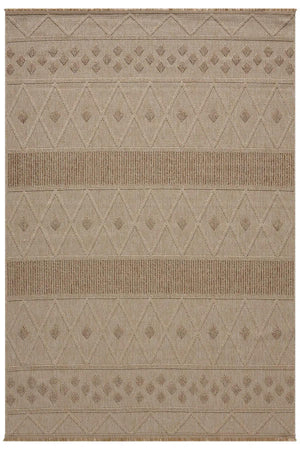 Beige Geometric Area Rug, Textured Boho Scandinavian Living Room Carpet
