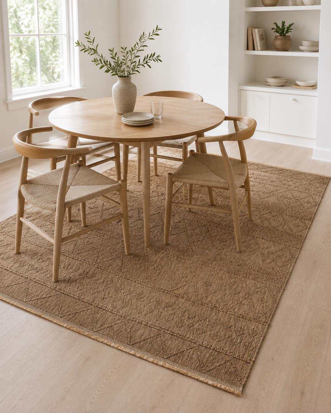 Textured Geometric Area Rug, Boho Scandinavian Living Room Carpet