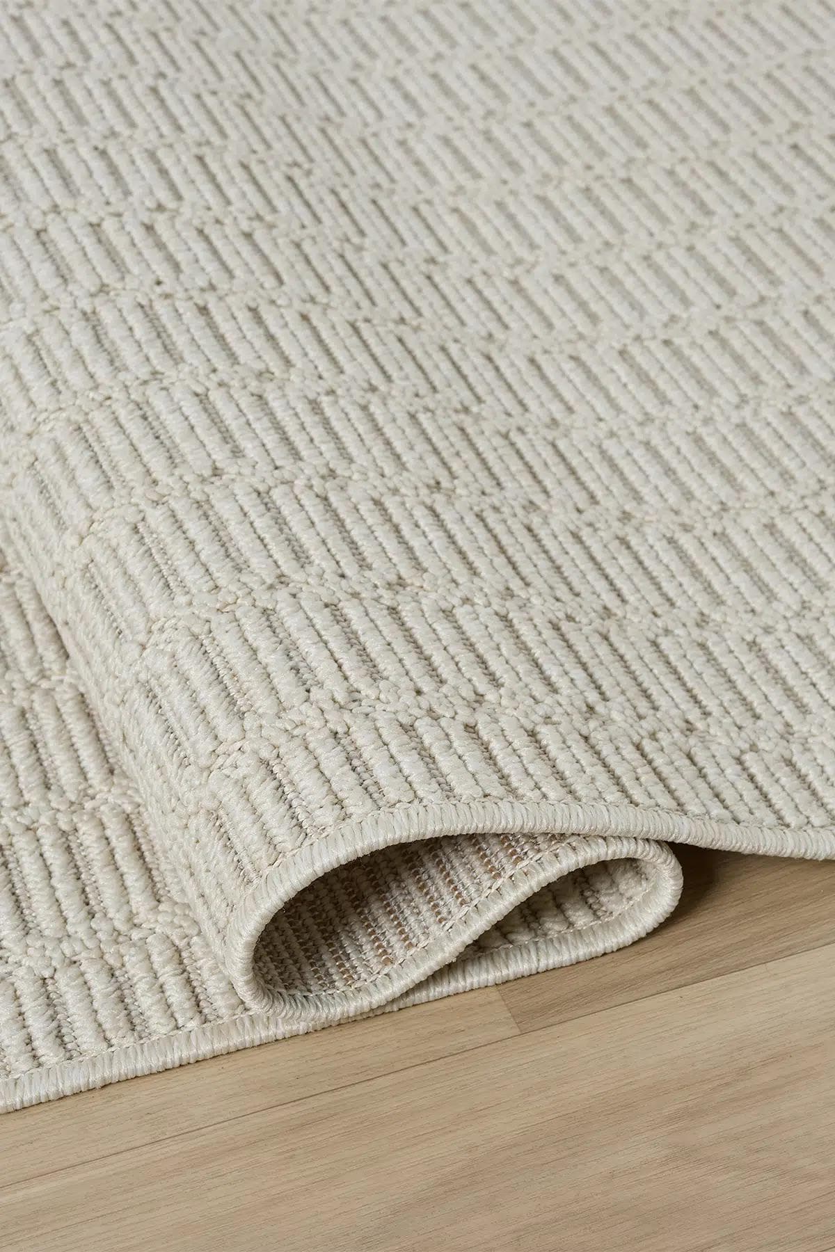 Cream Woven Area Rug, Textured Neutral Minimalist Scandinavian Floor Rug