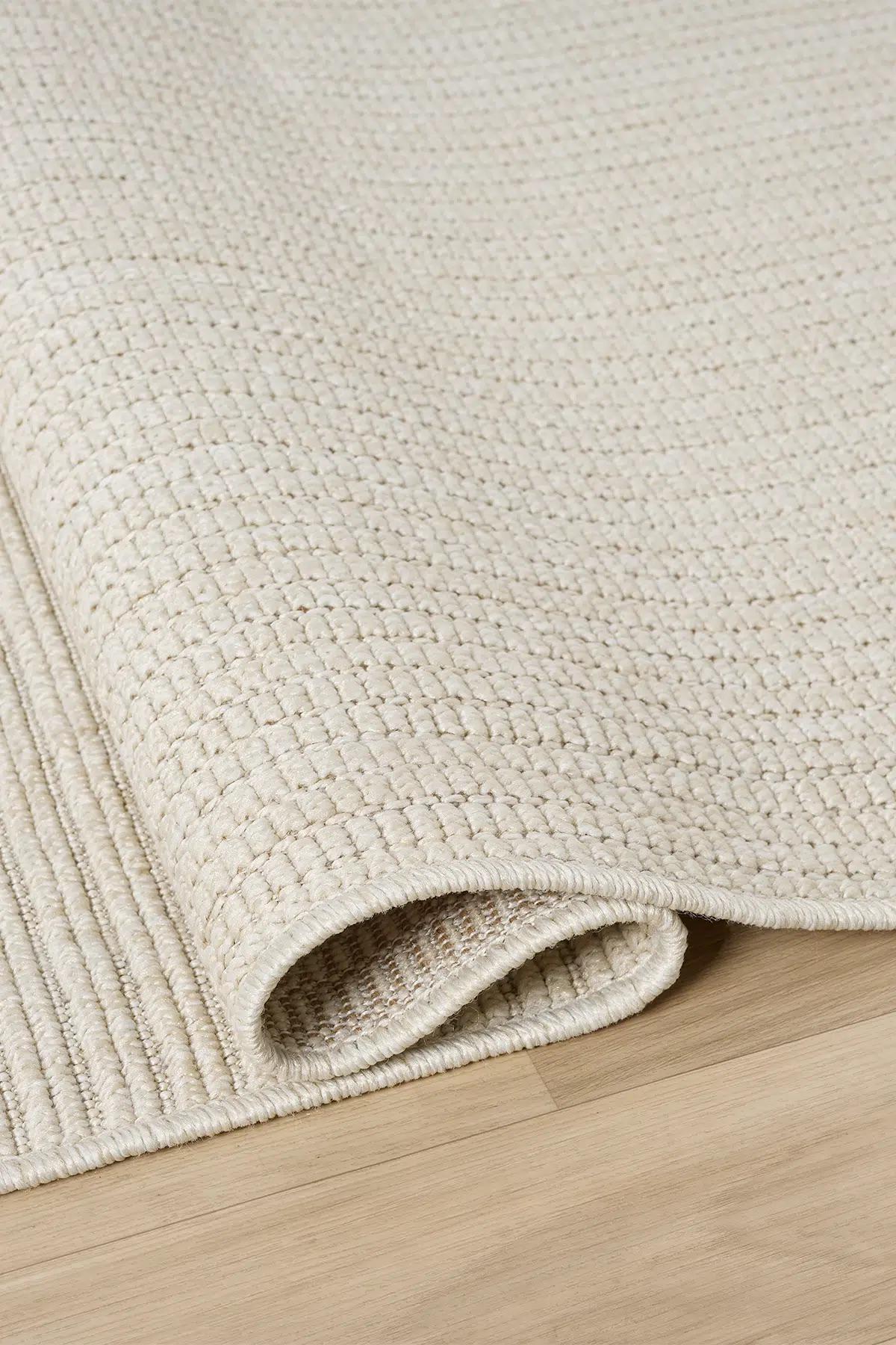 Ivory Striped Textured Area Rug, Neutral Scandinavian Modern Farmhouse Floor Runner