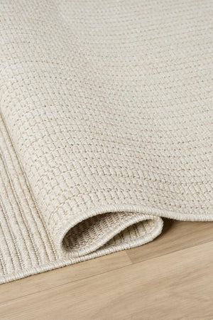Ivory Striped Textured Area Rug, Neutral Scandinavian Modern Farmhouse Floor Runner