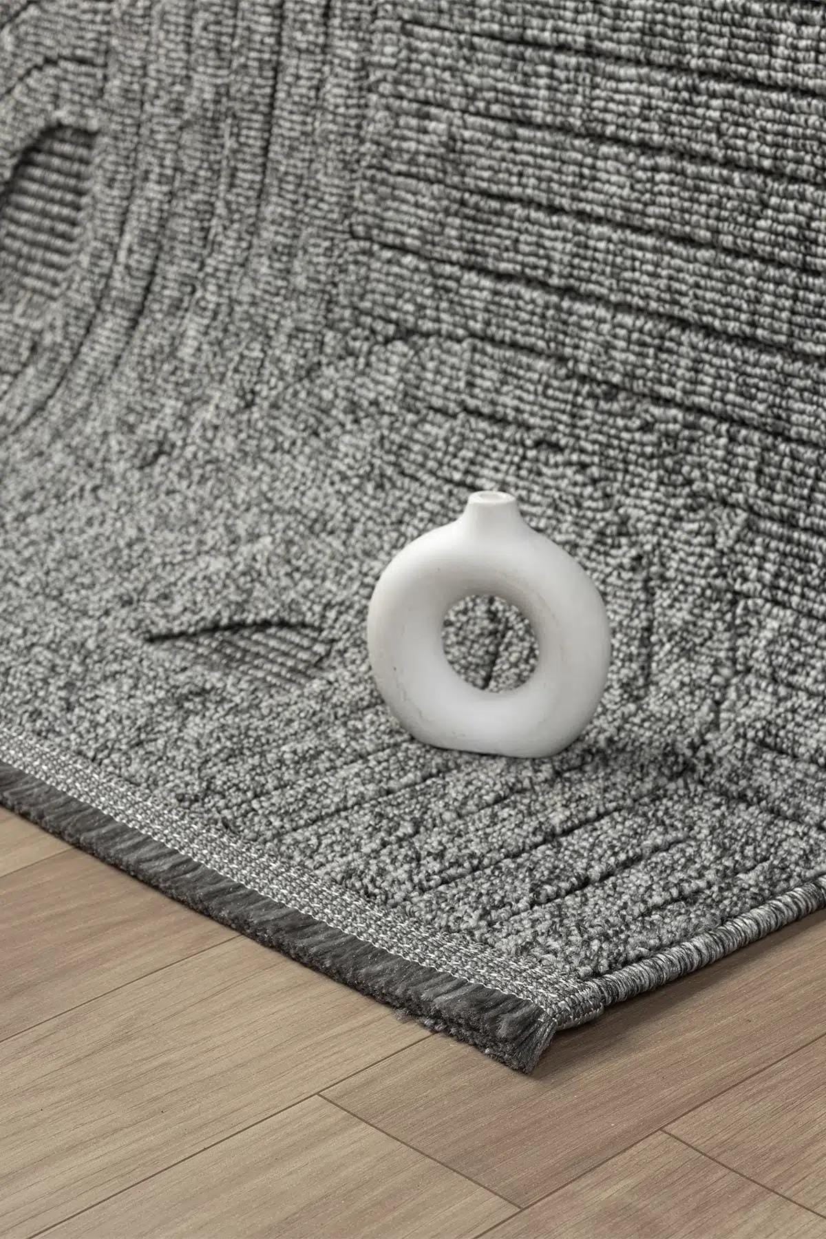 Gray Abstract Textured Area Rug, Modern Geometric Living Room Carpet