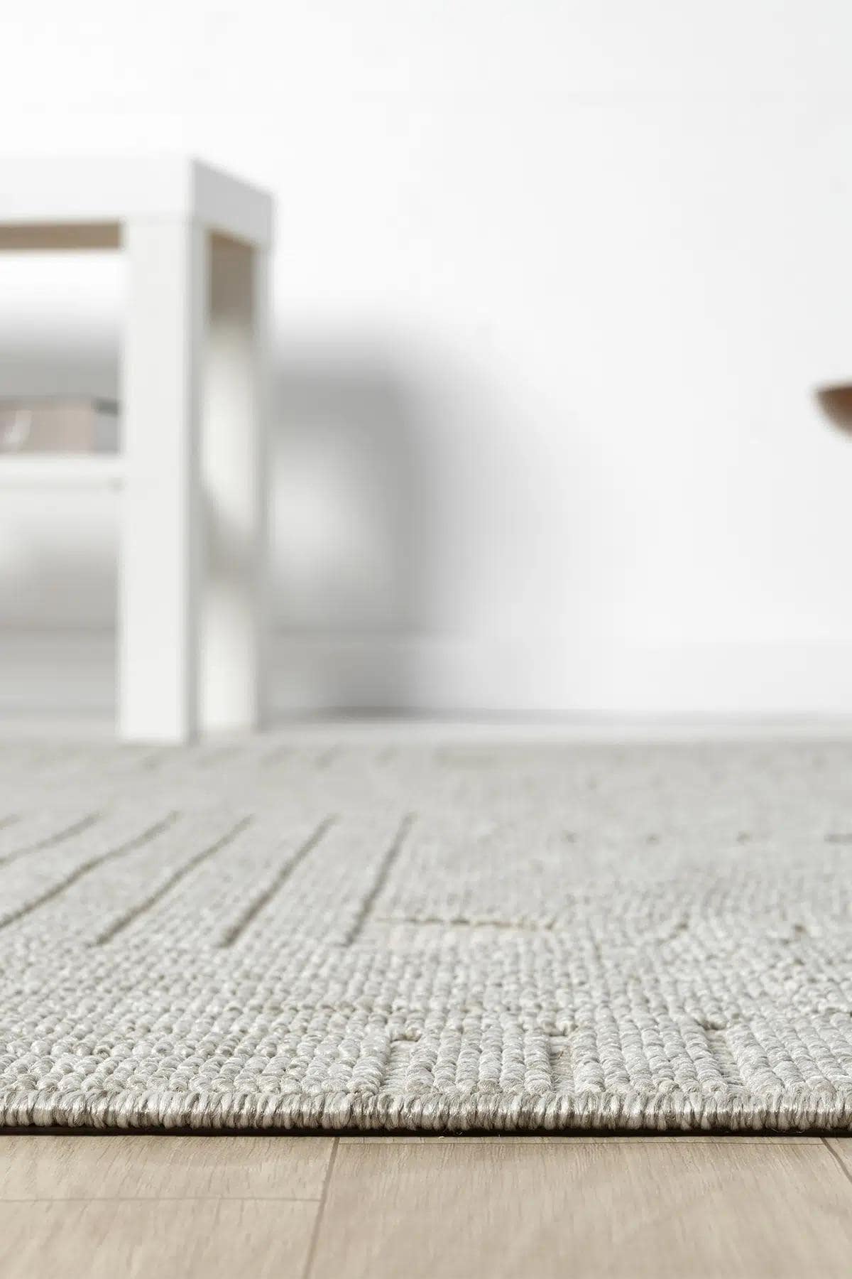 Light Gray Abstract Geometric Textured Area Rug, Modern Living Room Floor Runner