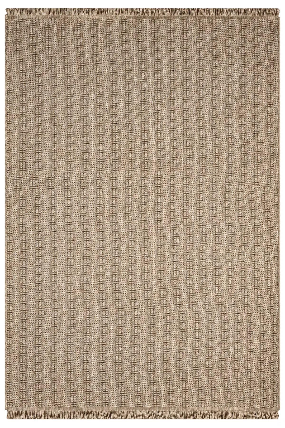 Plain Beige Woven Area Rug, Natural Jute Style Scandinavian Carpet