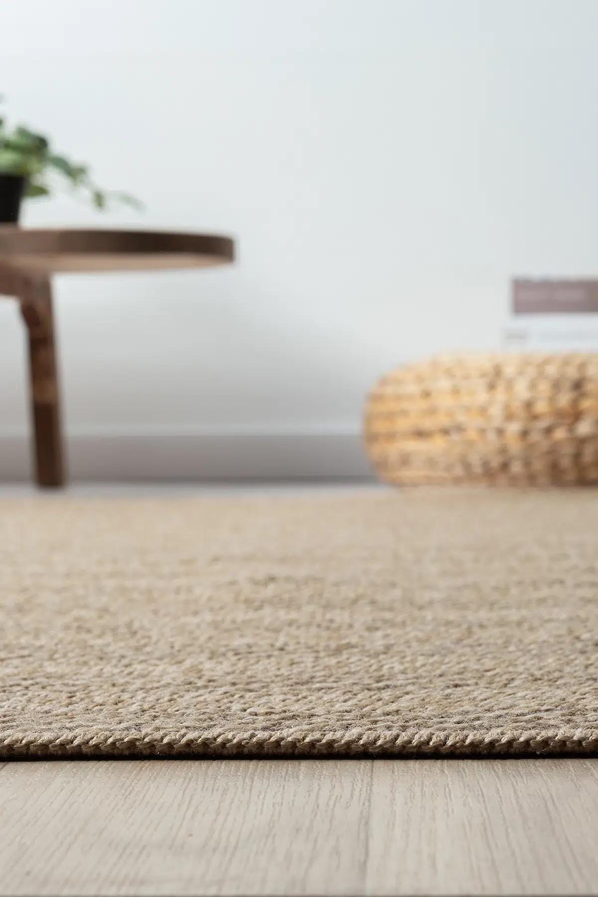 Brown Herringbone Woven Area Rug, Textured Natural Living Room Carpet