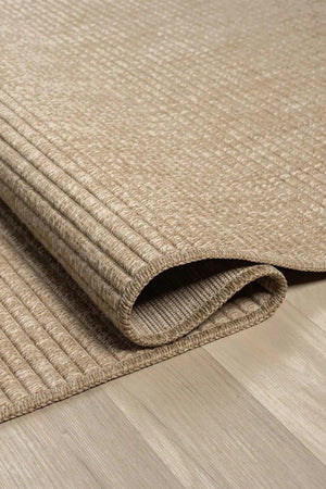 Beige Ribbed Area Rug, Natural Woven Carpet, Scandinavian Textured Floor Rug