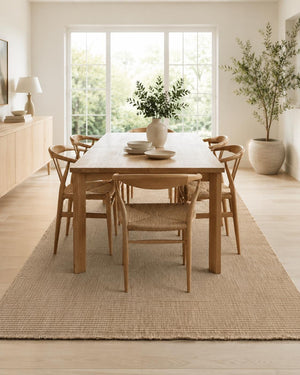 Beige Ribbed Area Rug, Natural Woven Carpet, Scandinavian Textured Floor Rug
