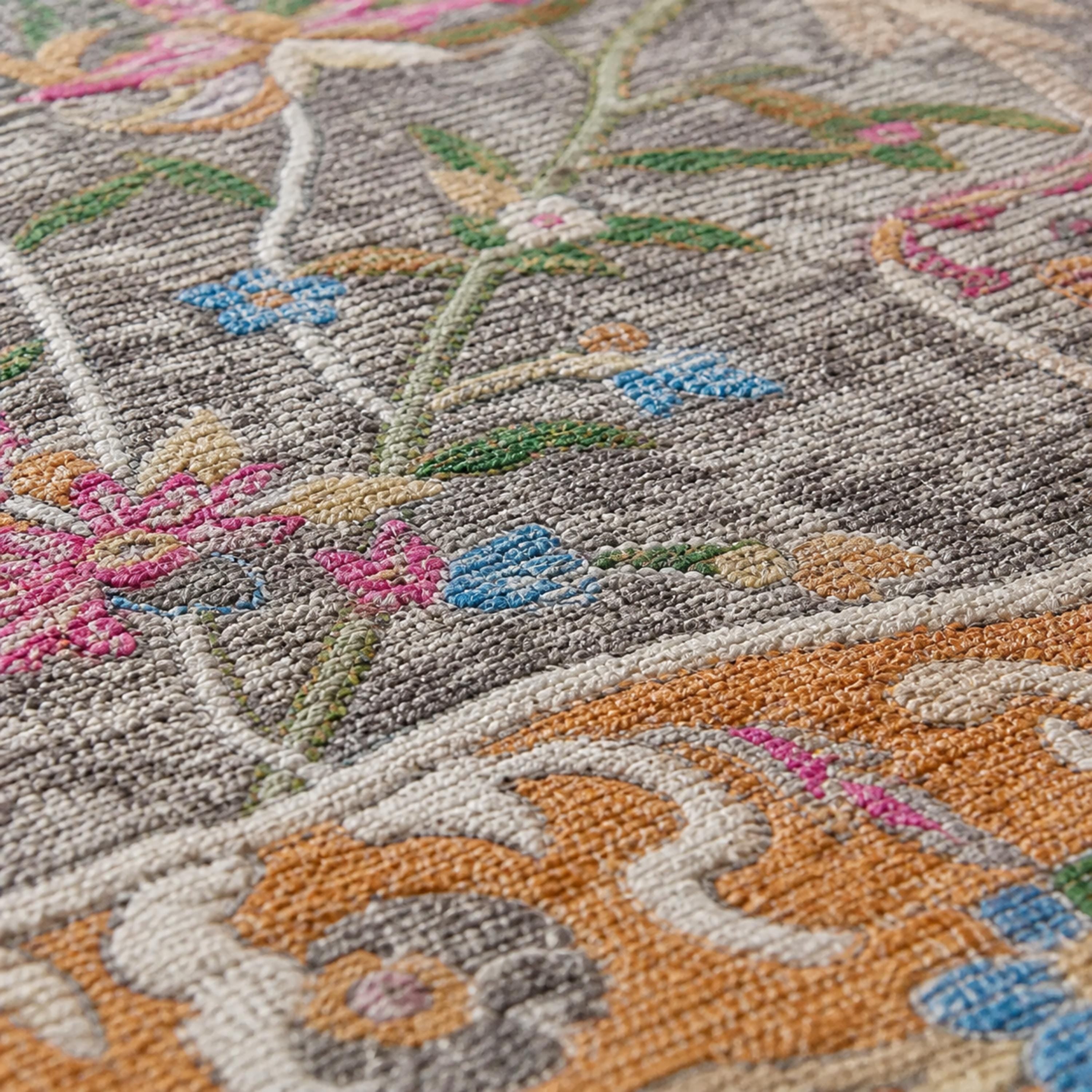 Round Floral Area Rug, Distressed Traditional Boho Carpet, Living Room Bedroom 6.6FT