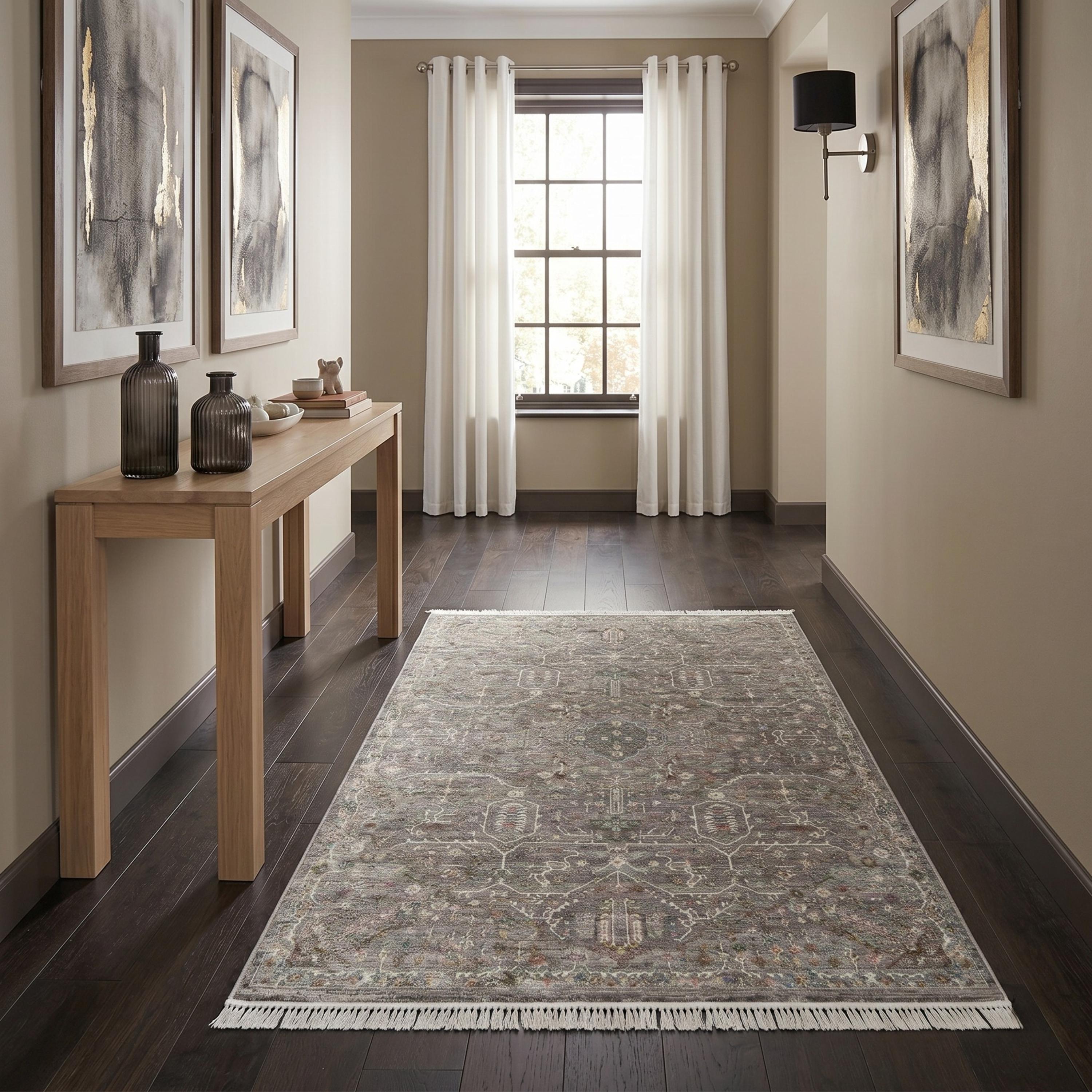 Distressed Medallion Area Rug, Oriental Boho Multicolor Living Room Carpet