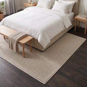 Cream Woven Textured Area Rug, Minimalist Scandinavian Living Room Carpet