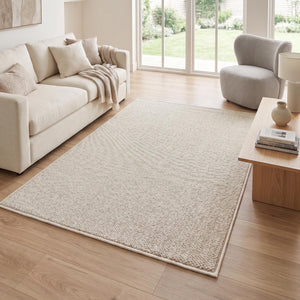 Cream Woven Textured Area Rug, Minimalist Scandinavian Living Room Carpet