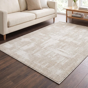 Plush Ivory Shag Area Rug, Soft Textured Cream Carpet, Modern Minimalist Scandinavian Floor Rug
