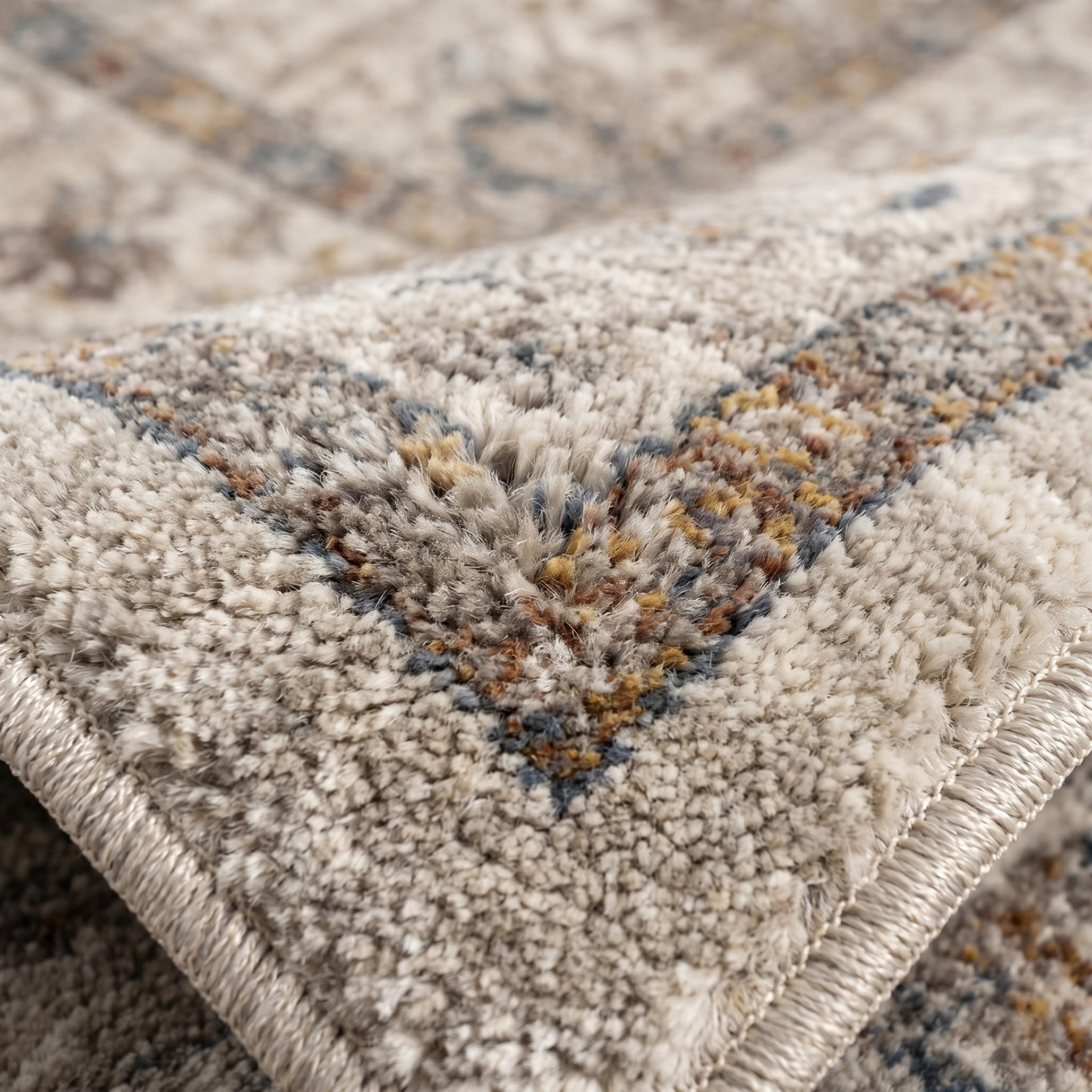 Cream Beige Oriental Floral Area Rug, Soft Traditional Fringe Living Room Carpet