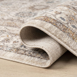 Cream Beige Oriental Floral Area Rug, Soft Traditional Fringe Living Room Carpet