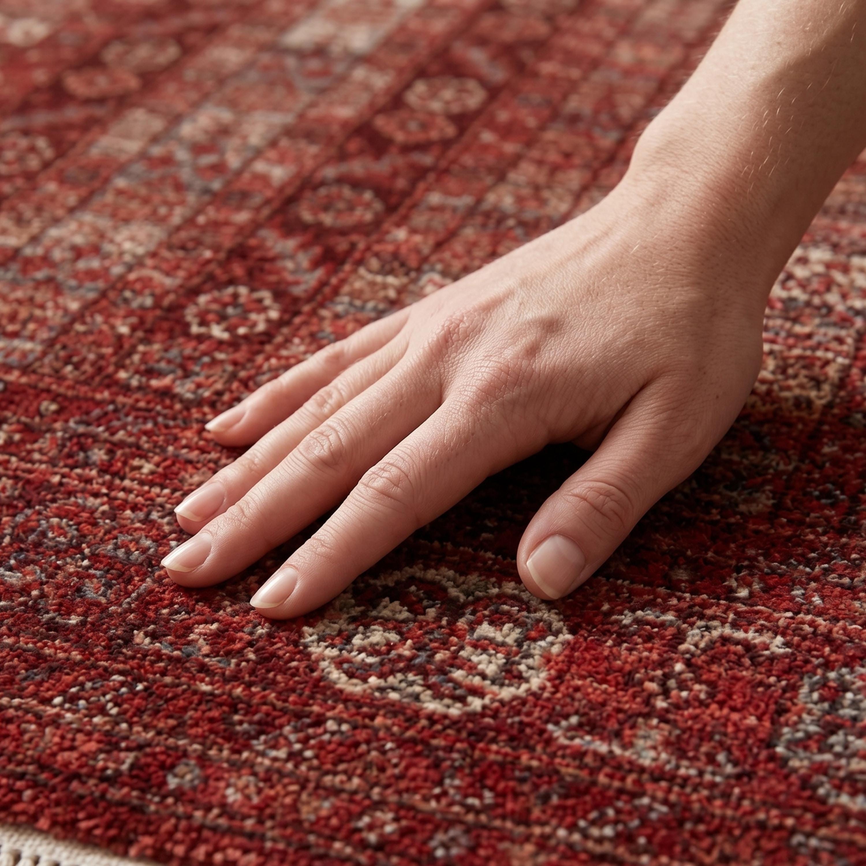 Red Oriental Area Rug, Distressed Traditional Carpet, Boho Living Room Floor Rug