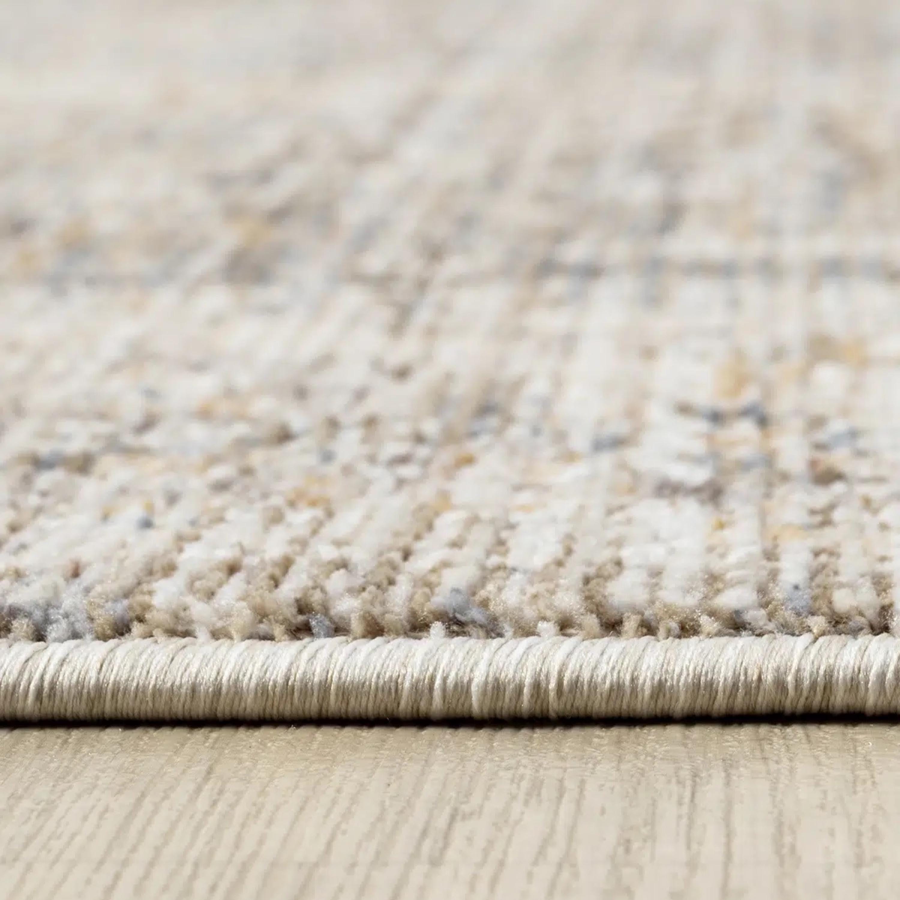 Distressed Beige Area Rug, Vintage Style Living Room Carpet, Soft Grey Ivory Pattern