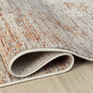 Rust Beige Abstract Distressed Area Rug, Modern Neutral Living Room Carpet