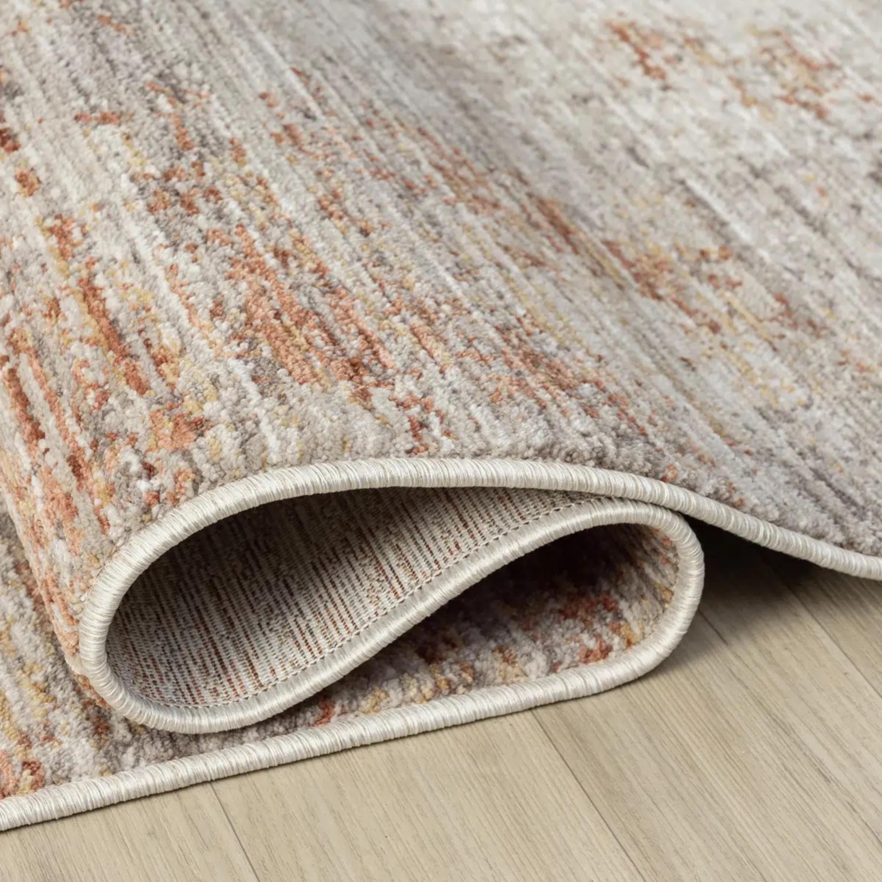 Rust Beige Abstract Distressed Area Rug, Modern Neutral Living Room Carpet