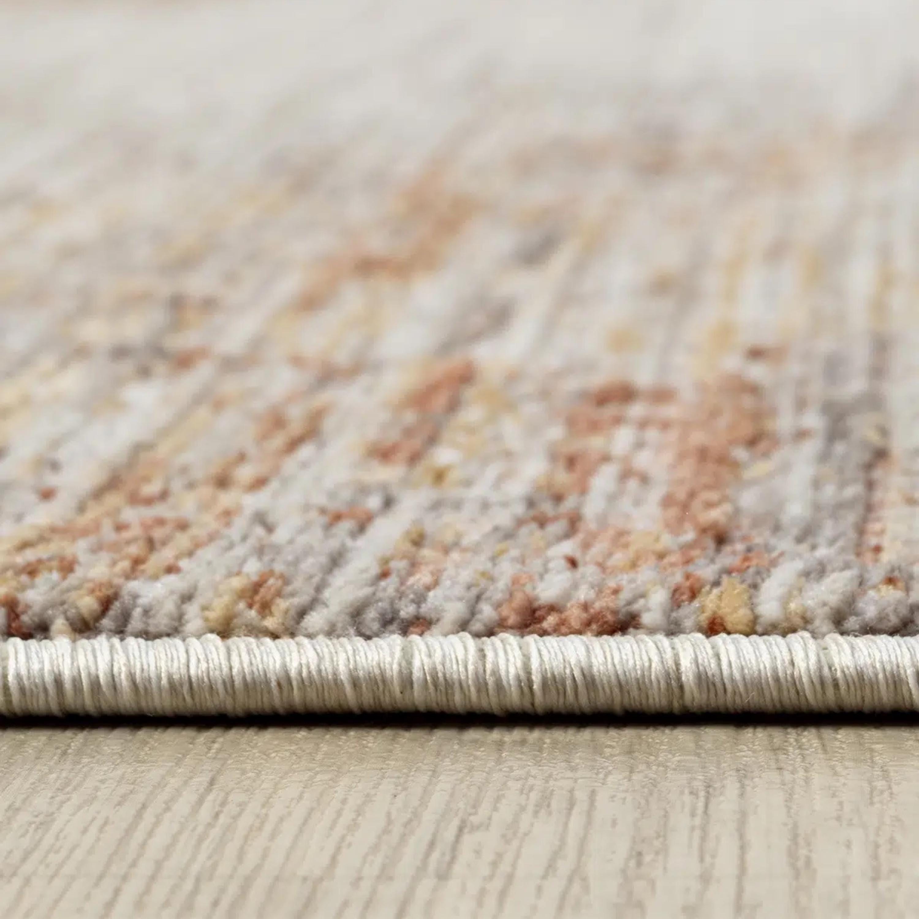 Rust Beige Abstract Distressed Area Rug, Modern Neutral Living Room Carpet