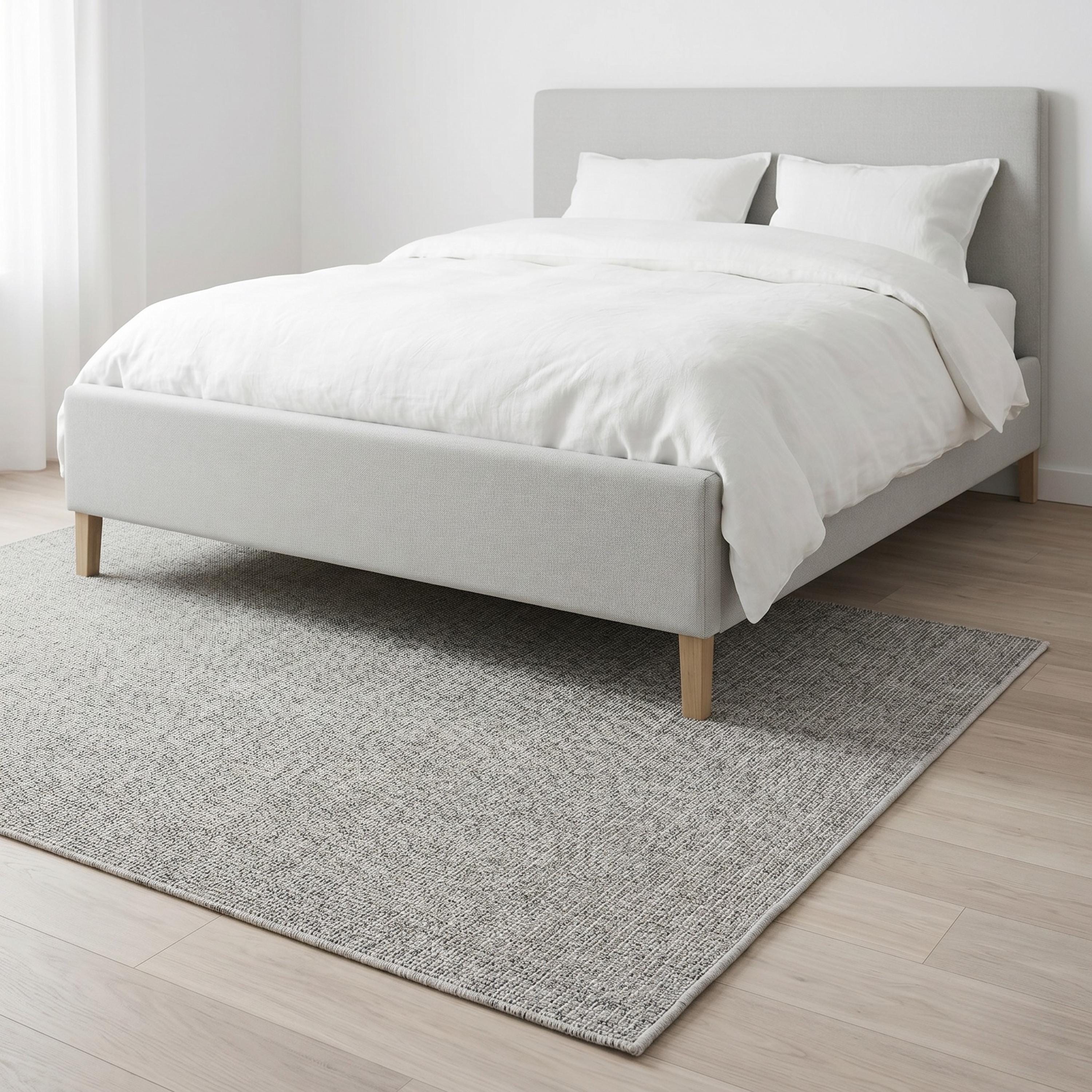 Light Grey Woven Area Rug, Textured Sisal Style Living Room Carpet, Scandinavian Floor Rug