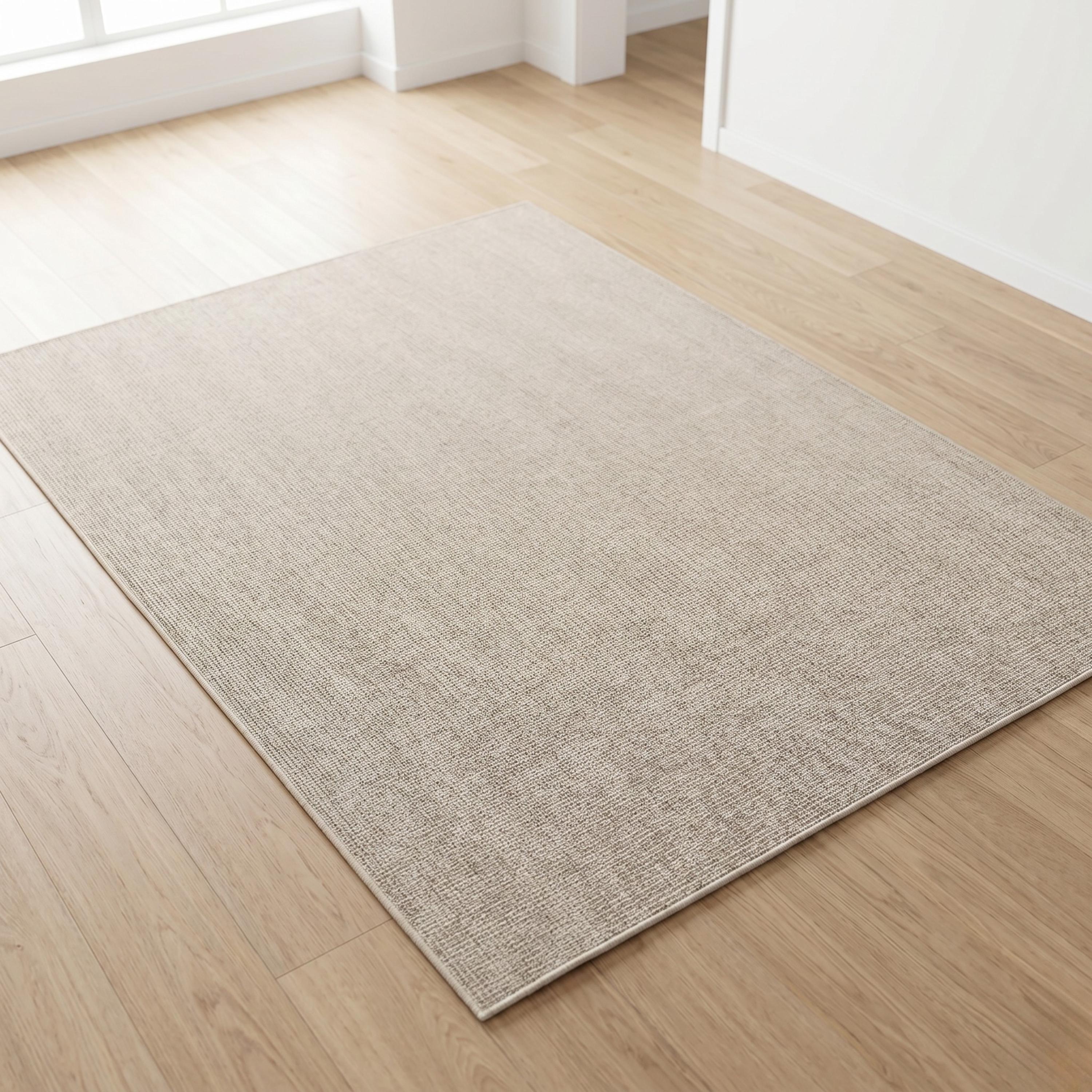 Ivory Beige Woven Area Rug, Minimalist Textured Scandinavian Carpet