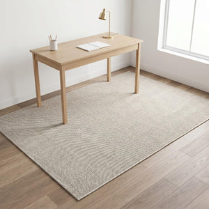 Ivory Beige Woven Area Rug, Minimalist Textured Scandinavian Carpet