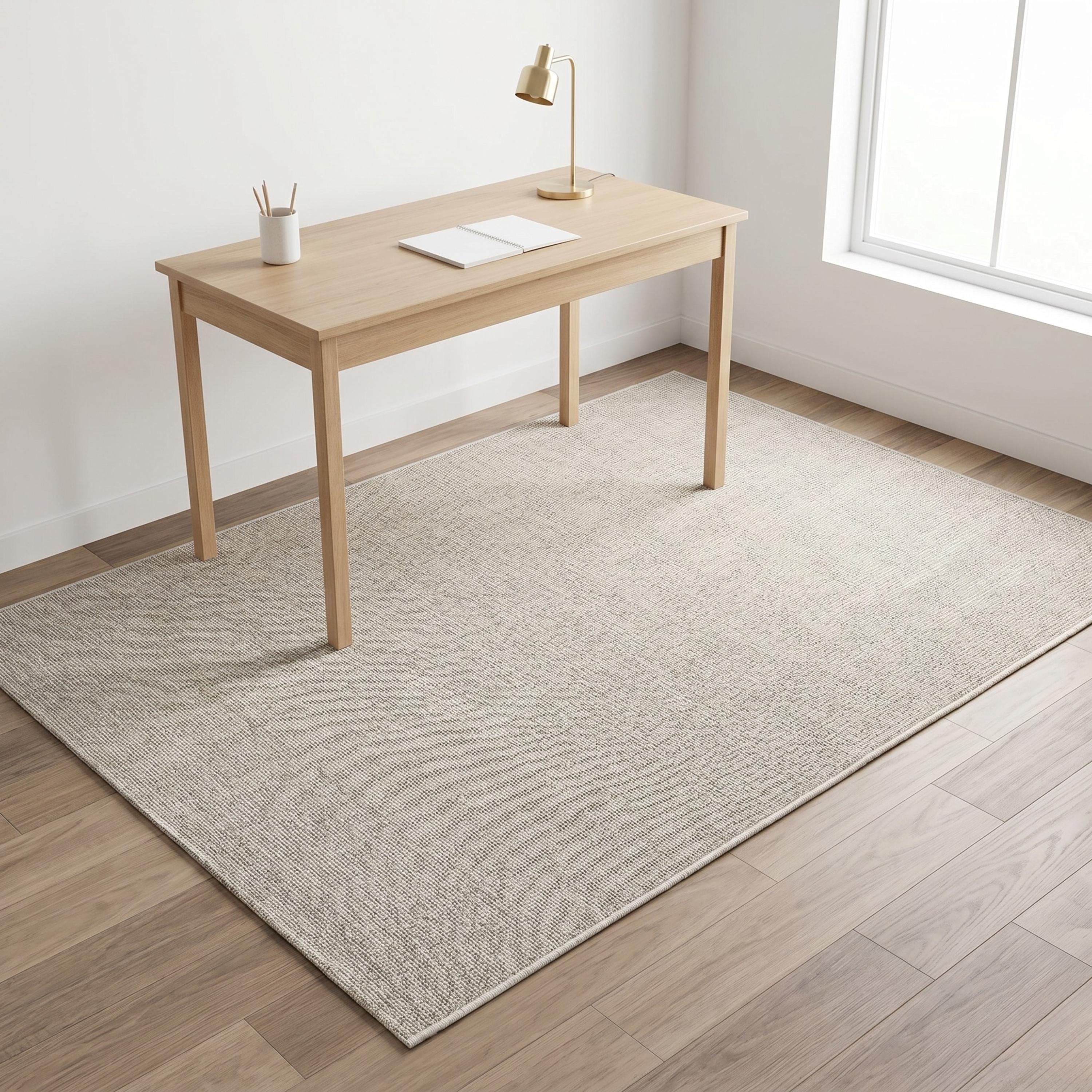 Ivory Beige Woven Area Rug, Minimalist Textured Scandinavian Carpet