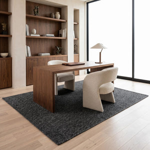 Woven Black Area Rug, Textured Charcoal Scandinavian Carpet, Modern Neutral Floor Runner