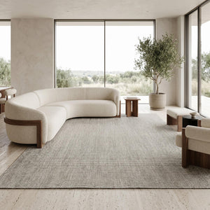 Light Gray Woven Textured Area Rug, Minimalist Scandinavian Floor Carpet