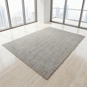 Light Gray Woven Textured Area Rug, Minimalist Scandinavian Floor Carpet