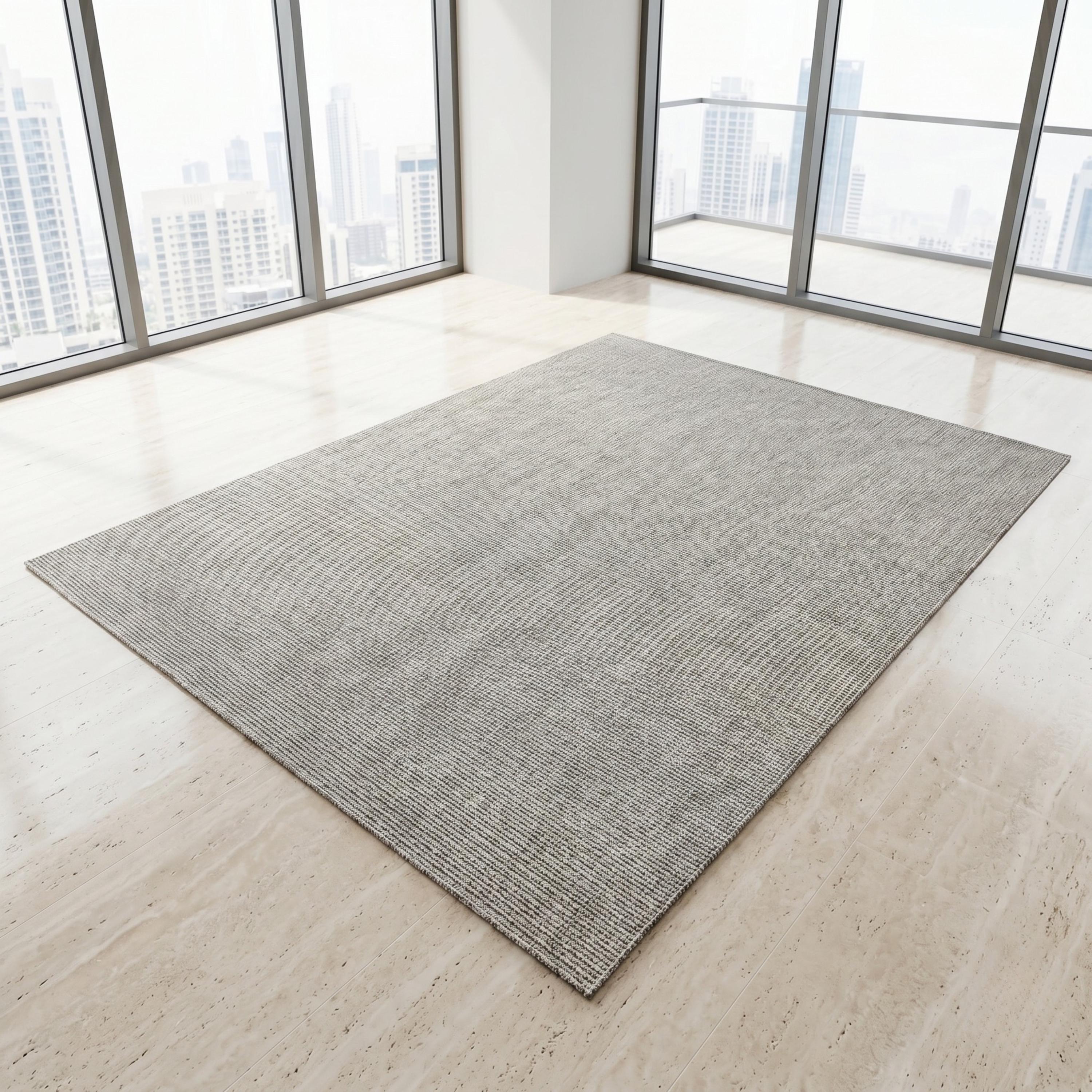 Light Gray Woven Textured Area Rug, Minimalist Scandinavian Floor Carpet