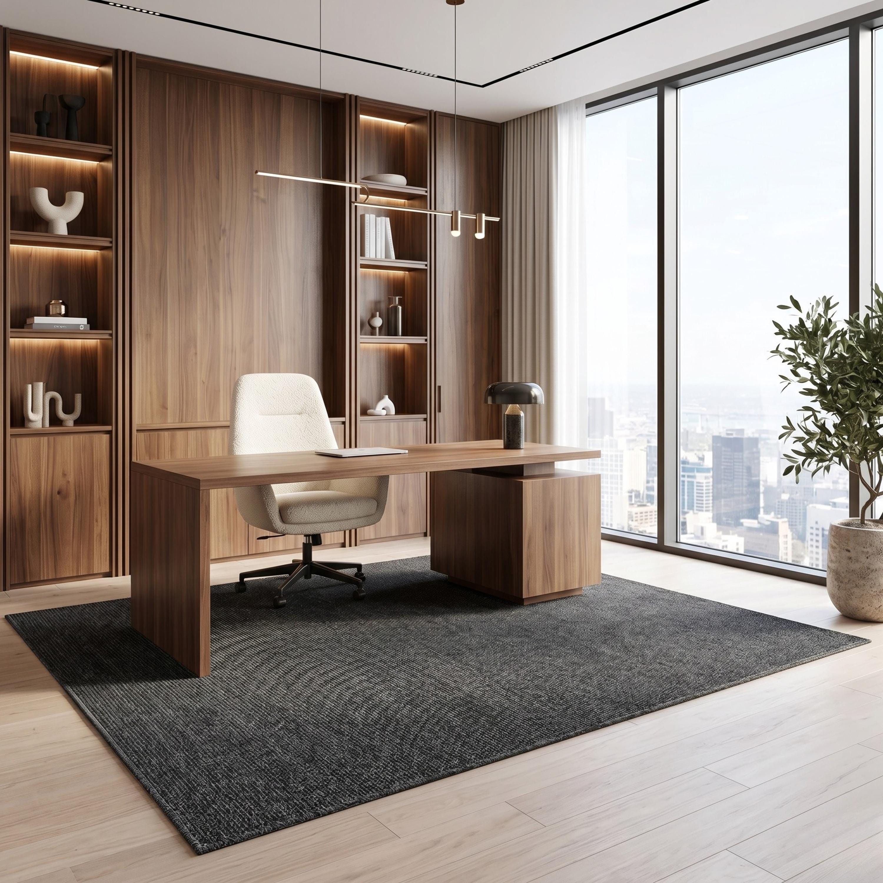 Dark Charcoal Woven Area Rug, Modern Textured Floor Carpet