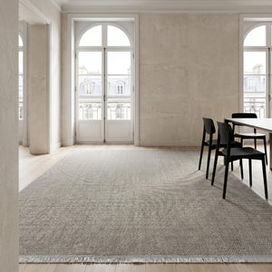 Grey Woven Textured Area Rug, Minimalist Scandinavian Floor Carpet