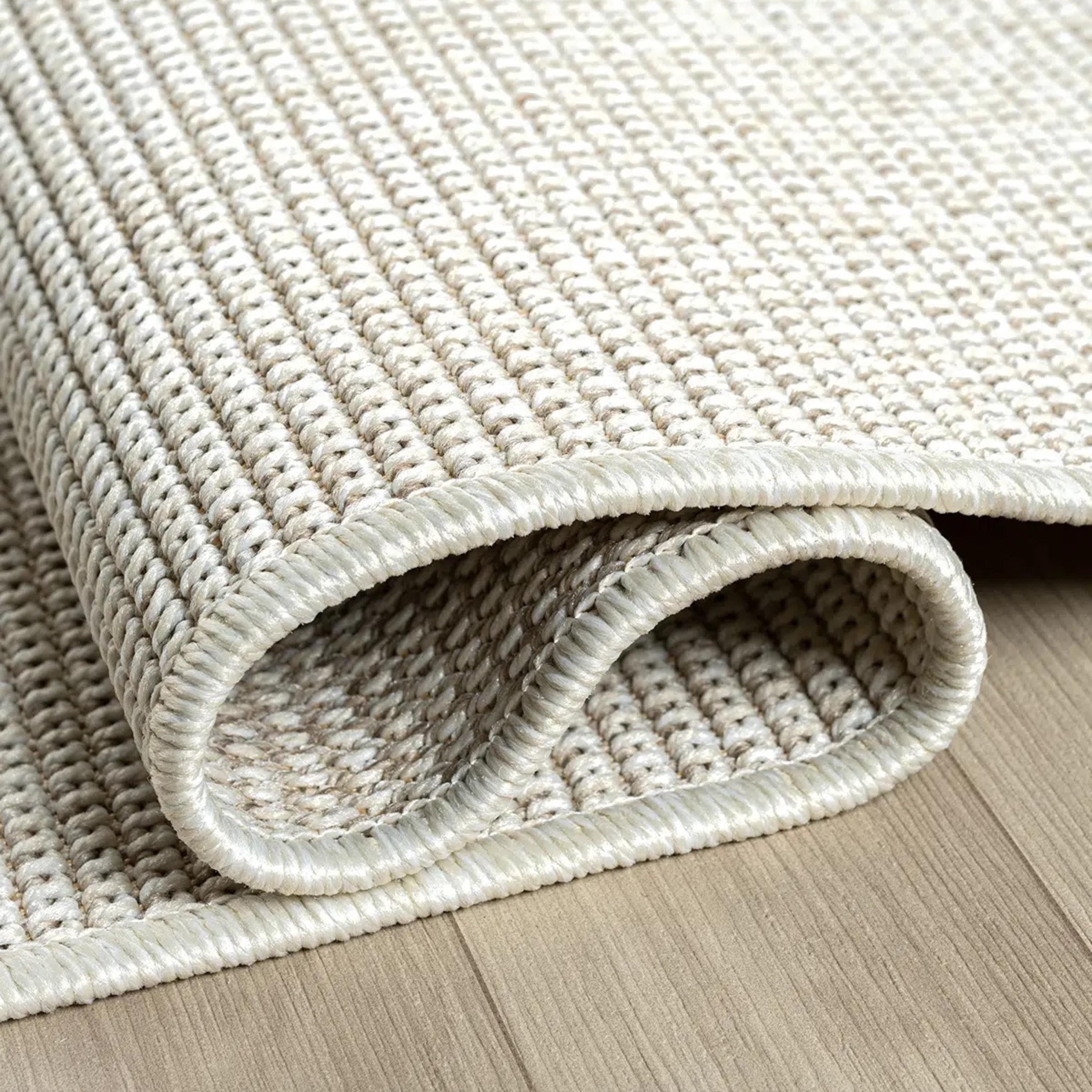 Ivory Woven Area Rug, Textured Minimalist Carpet, Scandinavian Flatweave Floor Rug