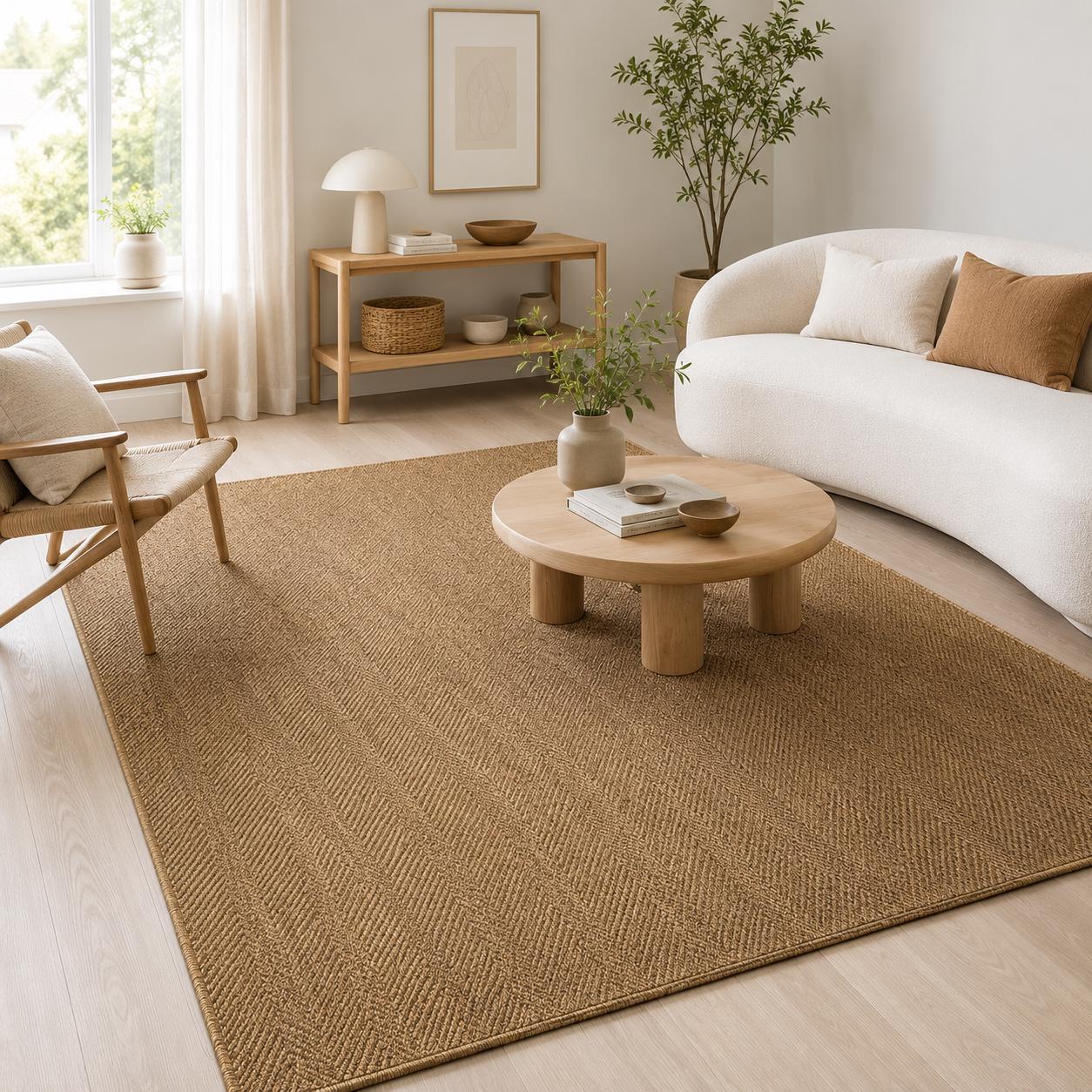 Woven Textured Area Rug, Natural Boho Scandinavian Japandi Carpet