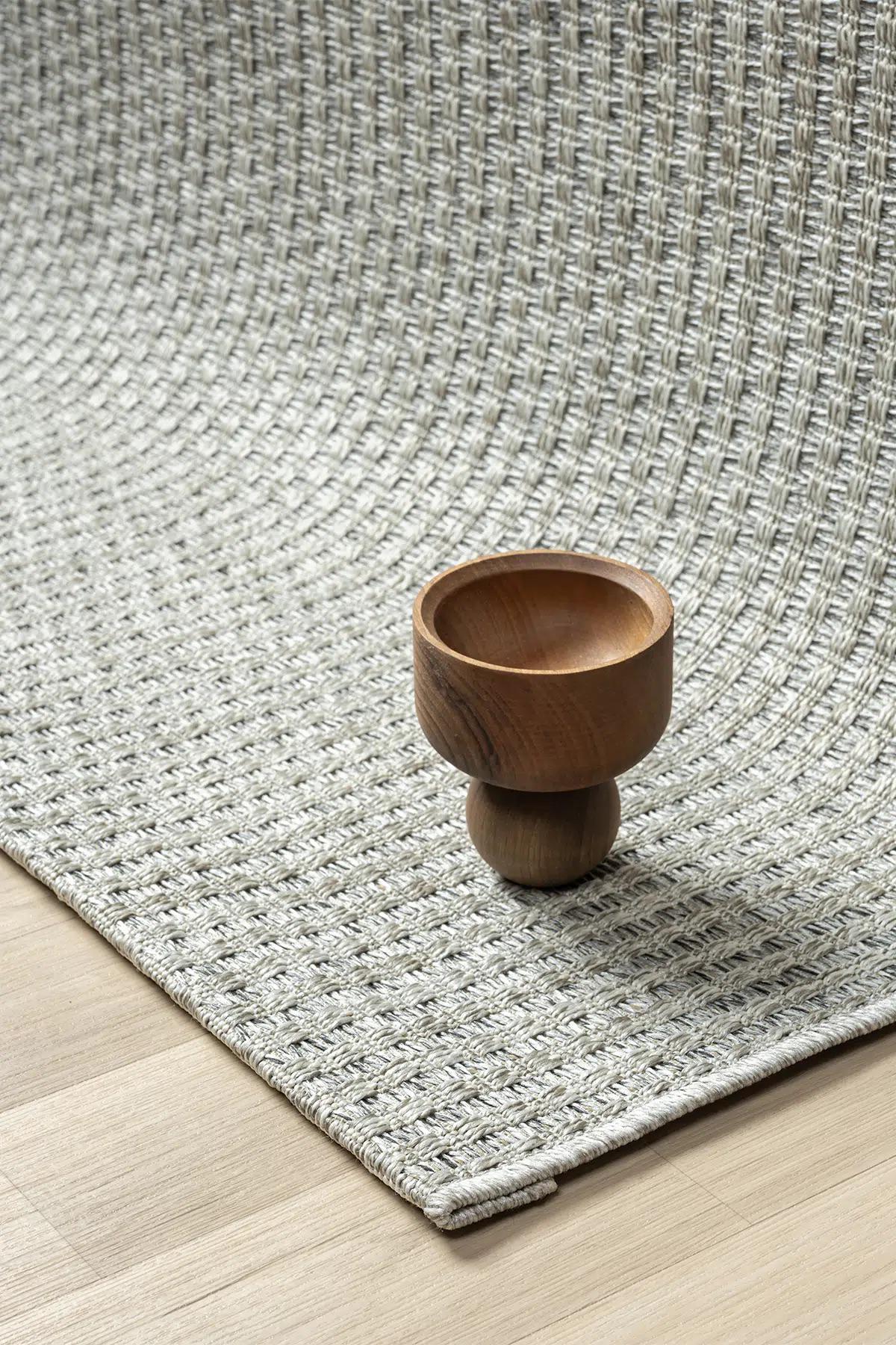 Grey Basket Weave Area Rug, Textured Woven Carpet, Minimalist Scandinavian Living Room