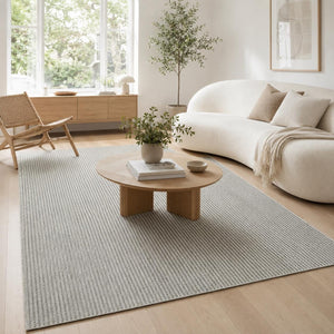 Grey Basket Weave Area Rug, Textured Woven Carpet, Minimalist Scandinavian Living Room