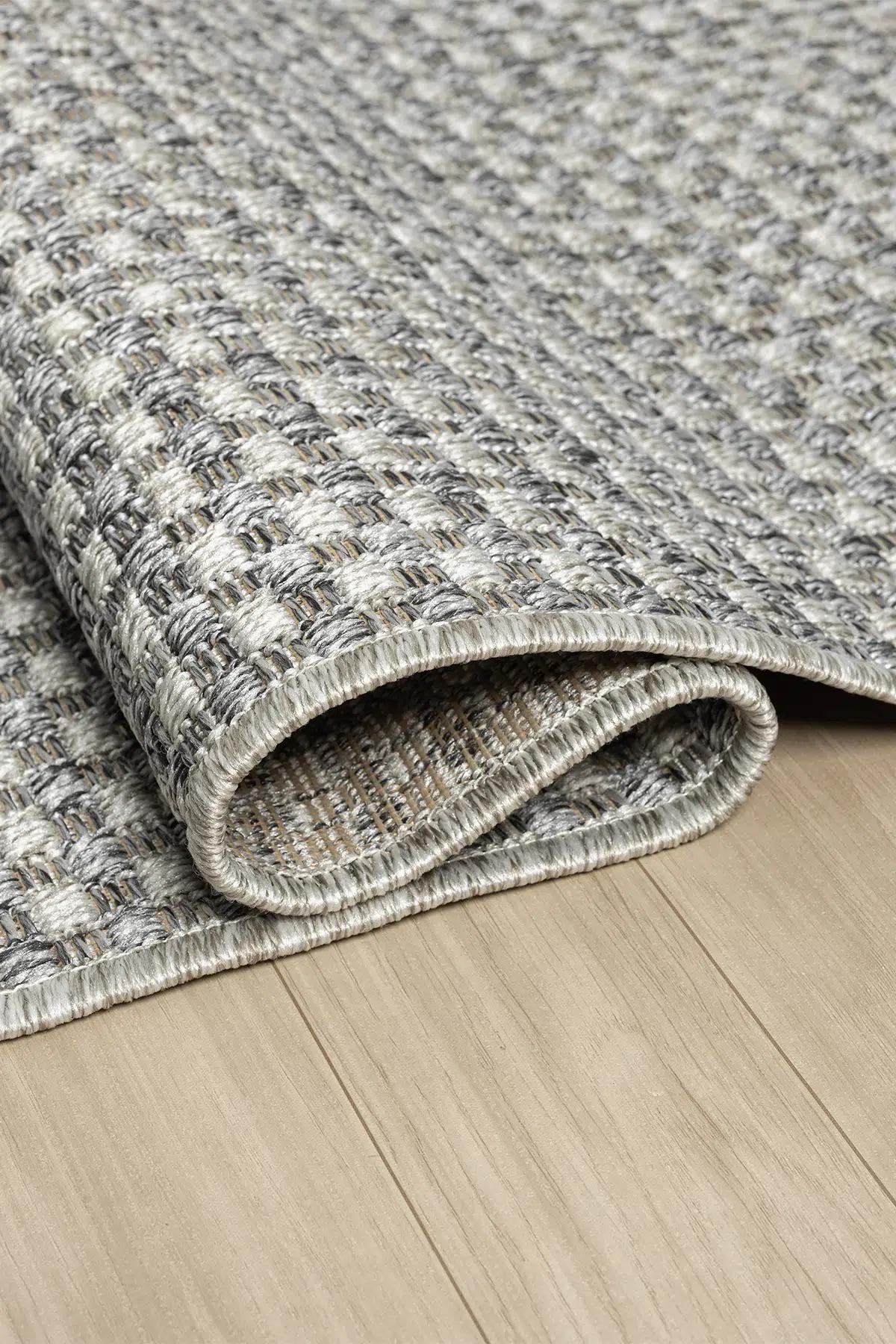 Grey Woven Area Rug, Textured Basketweave Carpet, Scandinavian Japandi Living Room Floor Rug