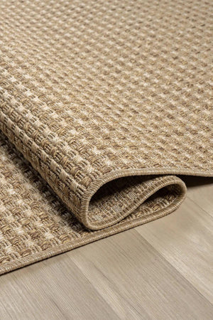 Brown Textured Basket Weave Area Rug, Boho Rustic Scandinavian Floor Carpet