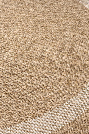 Round Striped Jute Style Area Rug, Boho Coastal Living Room Carpet