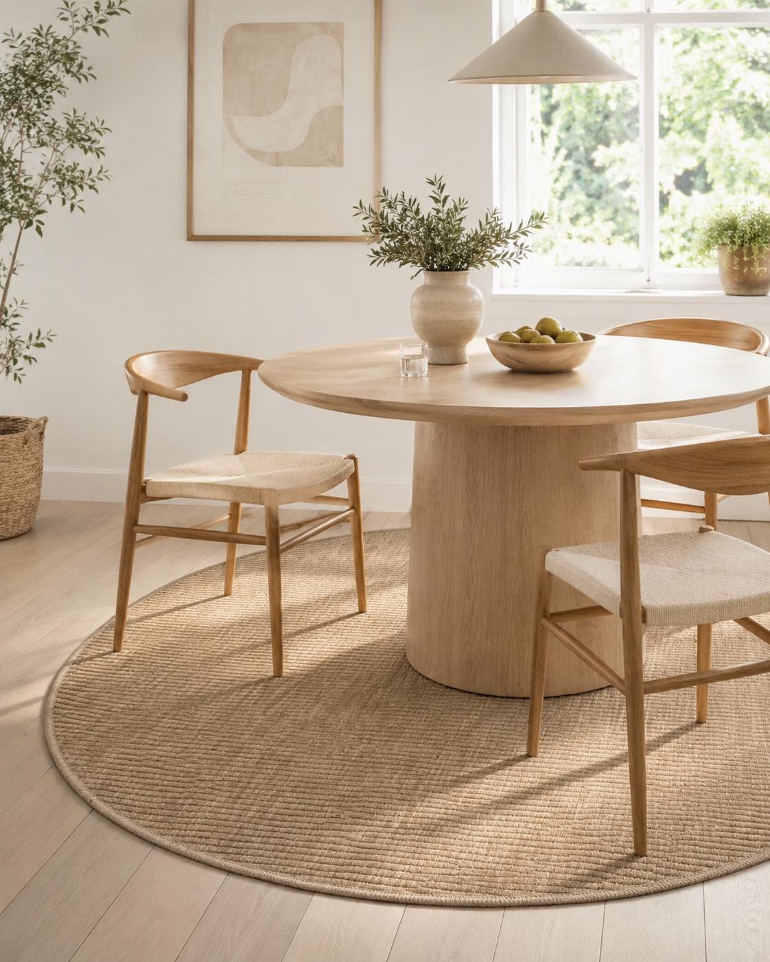 Beige Oval Area Rug, Ribbed Textured Carpet, Minimalist Scandinavian Japandi Floor Rug
